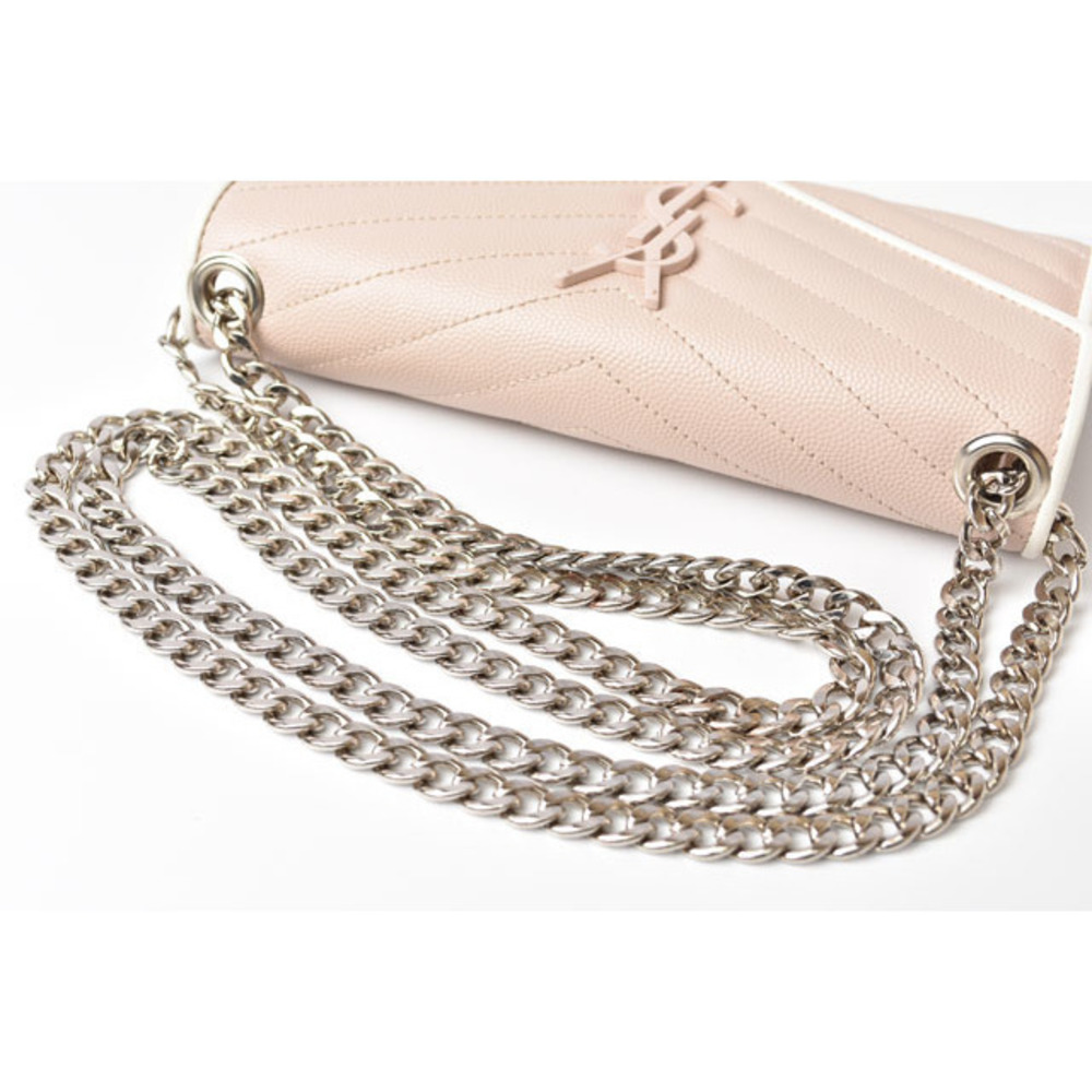 Saint Laurent Chain Wallet Long Wallet Evening Bag Leather Rose - Picture 3 of 8